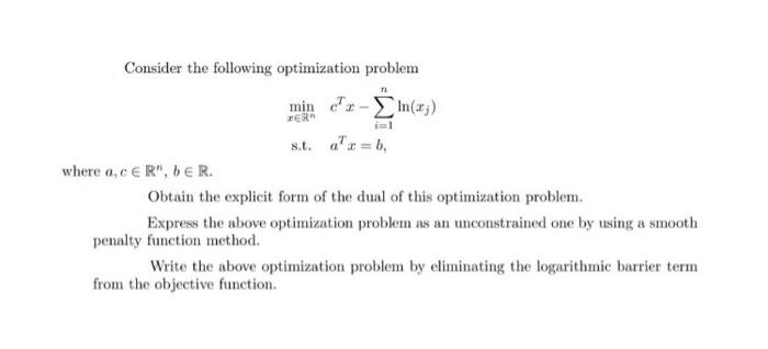 Solved Consider the following optimization problem min | Chegg.com