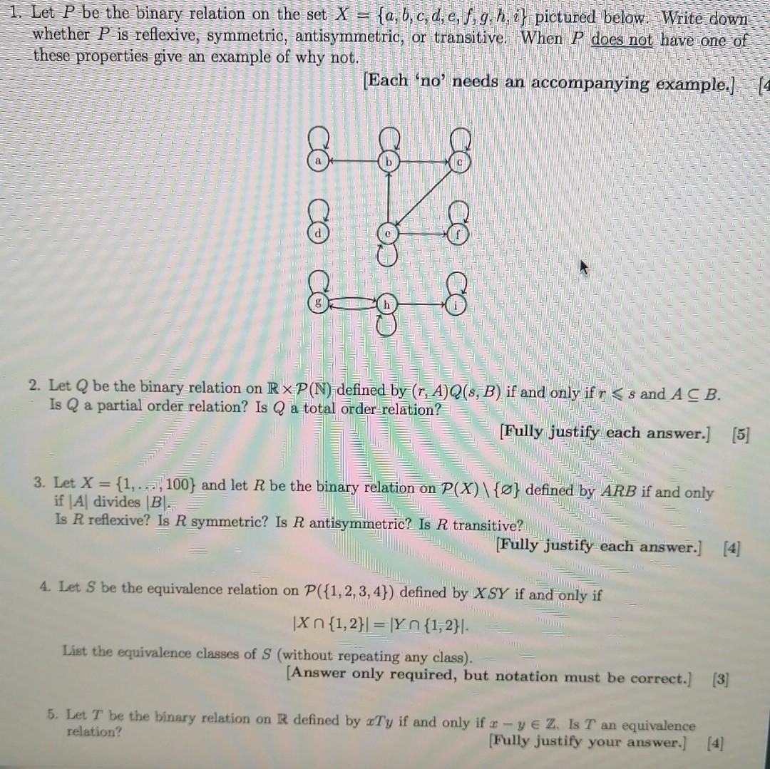 Solved 1 Let P Be The Binary Relation On The Set X A Chegg Com