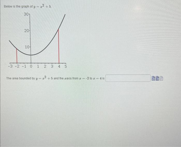 solved-below-is-the-graph-of-y-x2-5-the-area-bounded-by-chegg