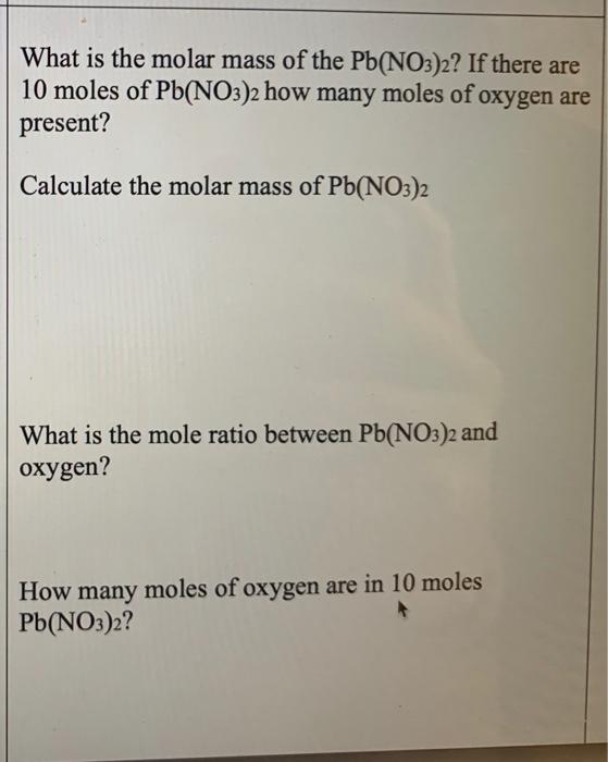 molar mass of pb no3 2