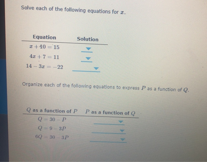 Solved Solve each of the following equations for z. Equation | Chegg.com