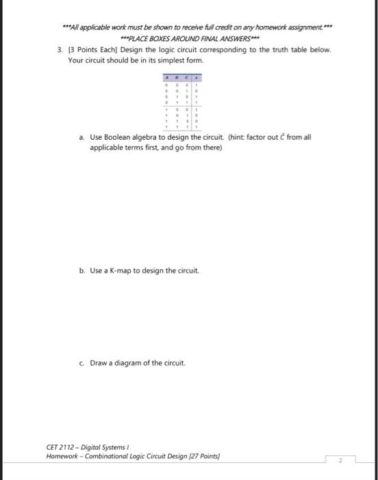 Solved me All applicable work must be shown to receive full | Chegg.com