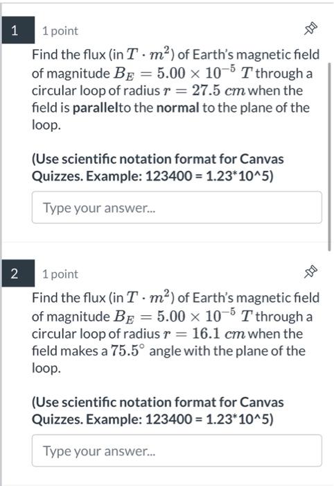 Solved 1 point Find the flux (in T⋅m2 ) of Earth's magnetic | Chegg.com