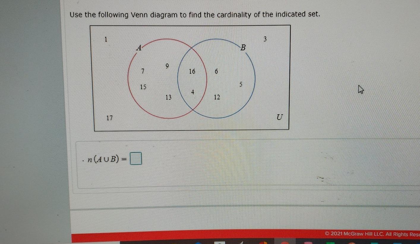 Solved Use the following Venn diagram to find the | Chegg.com