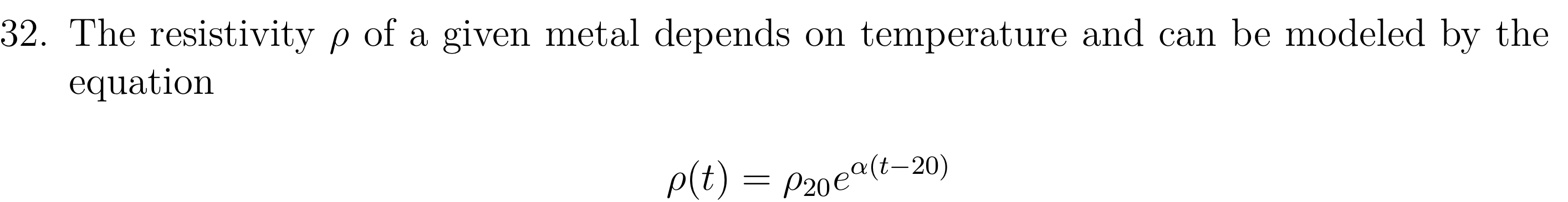 Solved The resistivity ρ ﻿of a given metal depends on | Chegg.com
