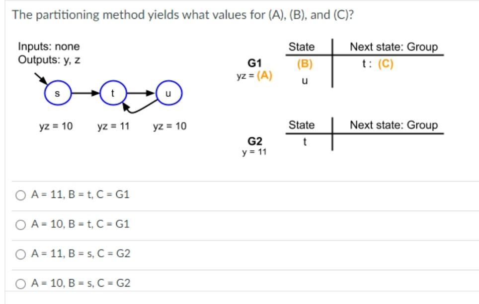 The partitioning method yields what values for (A), | Chegg.com