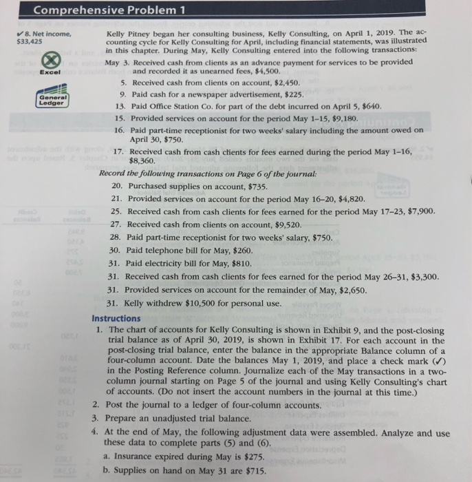 Solved Comprehensive Problem 1 8. Net income, $33,425 | Chegg.com