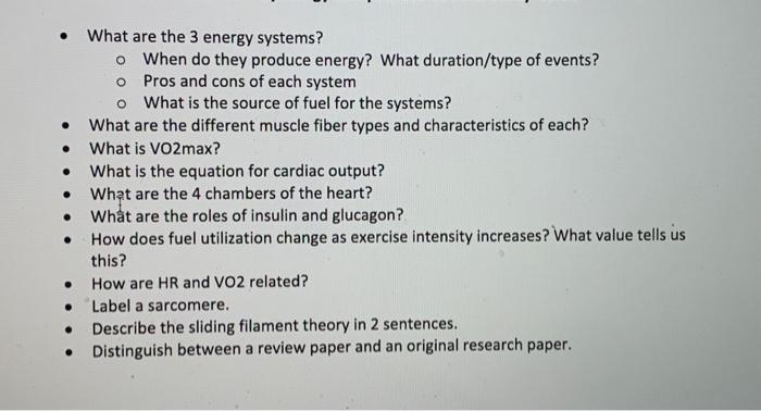 Solved - What are the 3 energy systems? - When do they