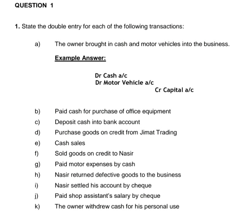 Solved QUESTION 1State The Double Entry For Each Of The Chegg solved-question-1state-the-double-entry-for-each-of-the-chegg