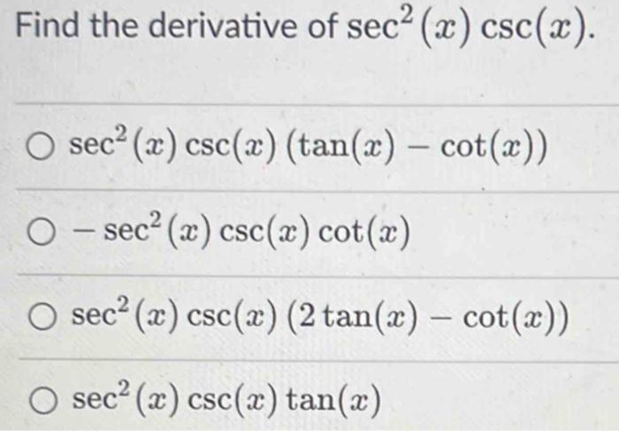 derivative of 2x csc x sec x