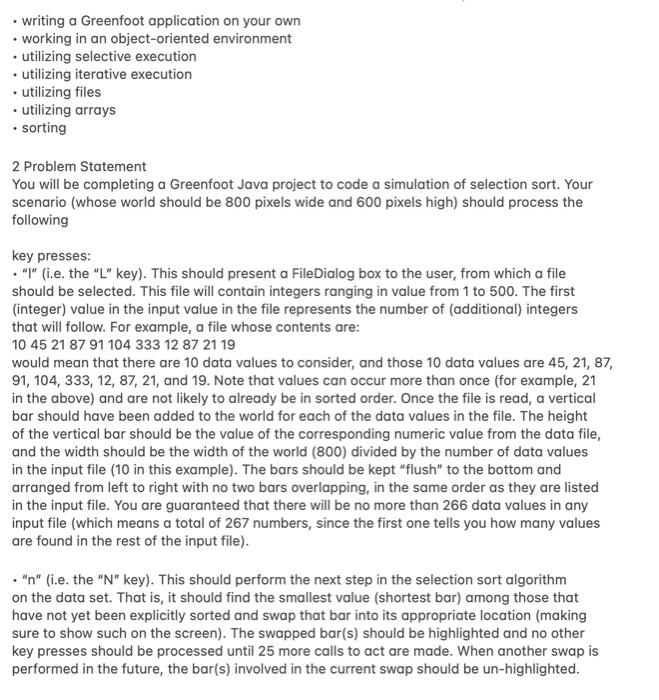 Solved - writing a Greenfoot application on your own - | Chegg.com