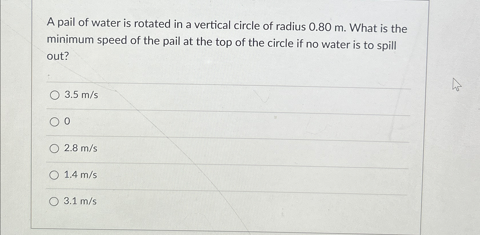 Solved A pail of water is rotated in a vertical circle of
