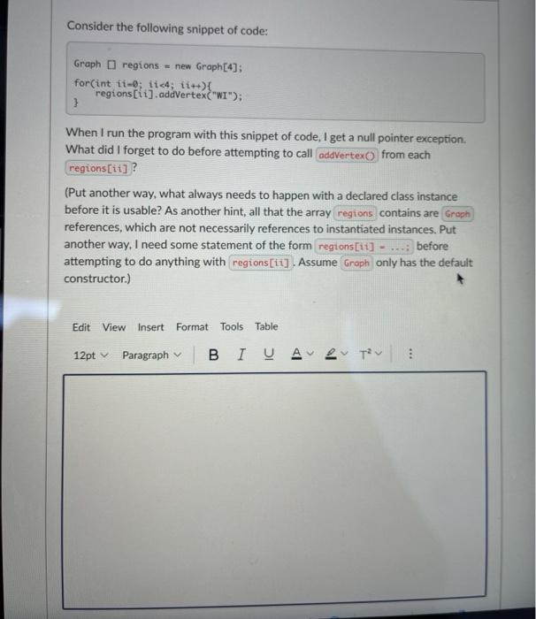 Solved Consider the following snippet of code: Graph regions | Chegg.com image.
