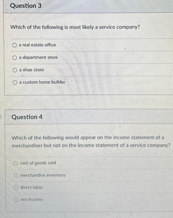 Solved Which of the following is most likely a service | Chegg.com