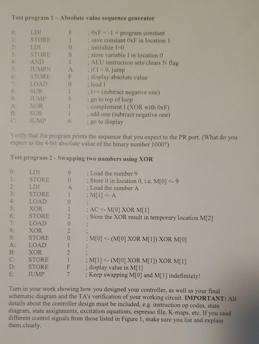 Test program 1 - Absolute value sequence generator 02 | Chegg.com