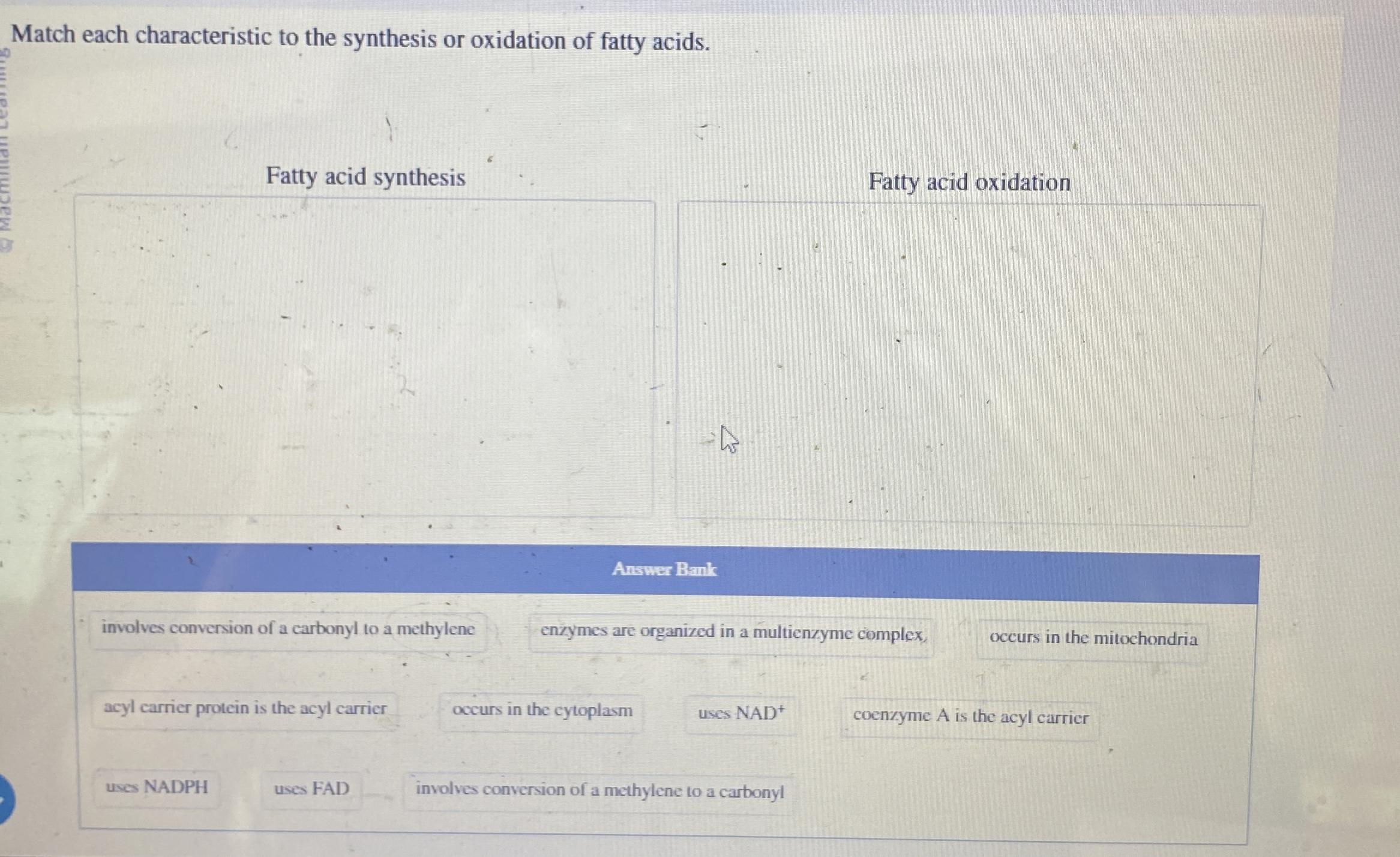 Solved Match each characteristic to the synthesis or