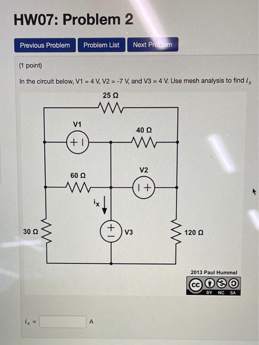 Solved HW07: Problem 2 Previous Problem Problem List Next | Chegg.com