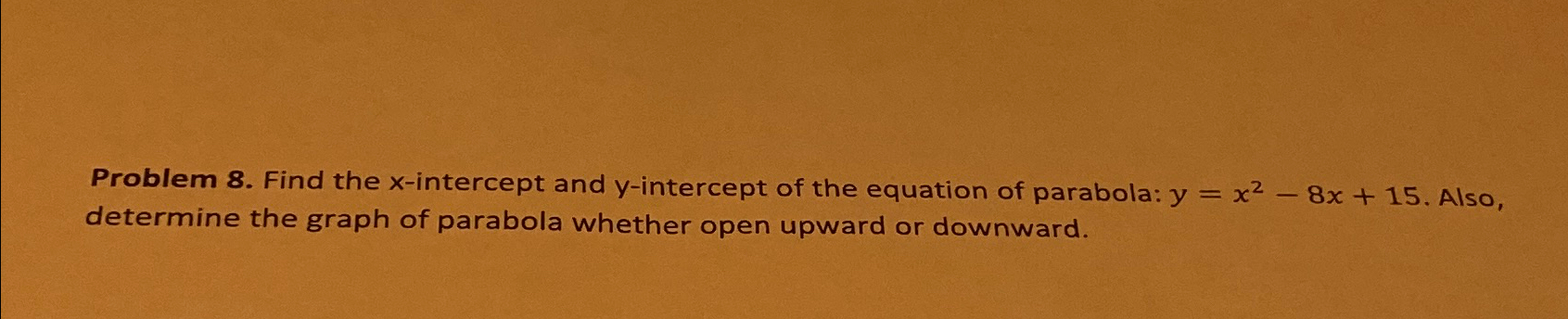 how to find the y intercept of a parabola without an equation