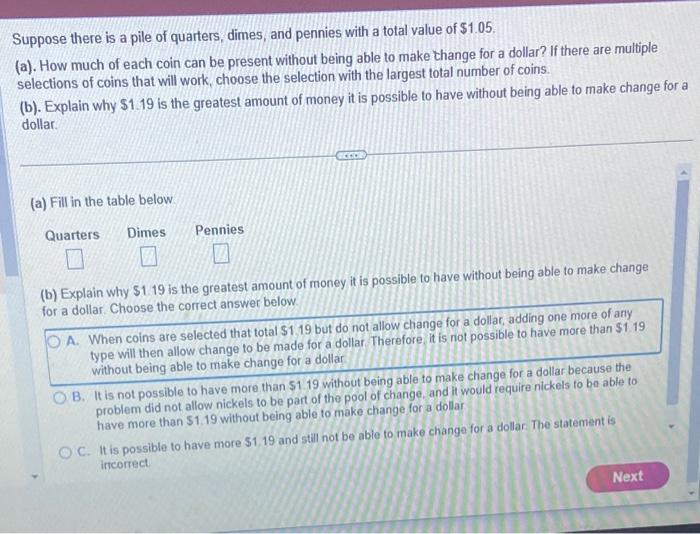 Solved Suppose there is a pile of quarters, dimes, and