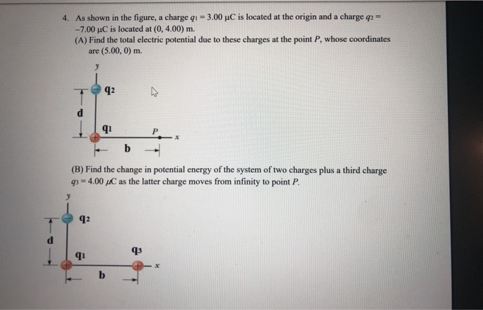 Solved 4. As shown in the figure, a charge qı 3.00 uC is | Chegg.com