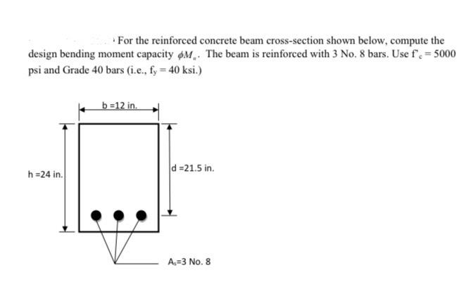 - For the reinforced concrete beam cross-section | Chegg.com