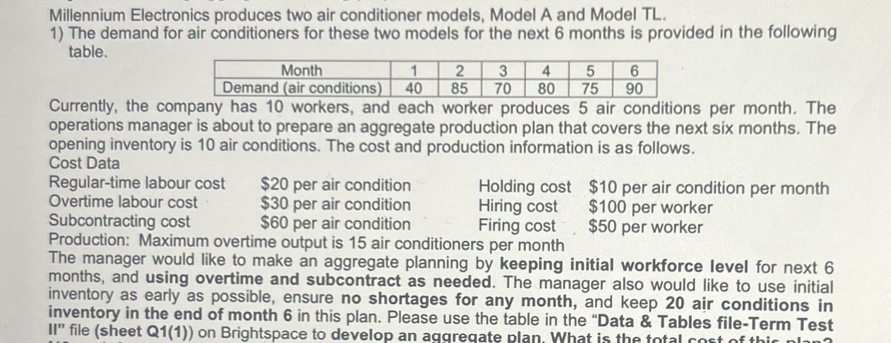Millennium Electronics produces two air conditioner