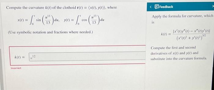 Solved Compute the curvature k(t) of the clothoid | Chegg.com