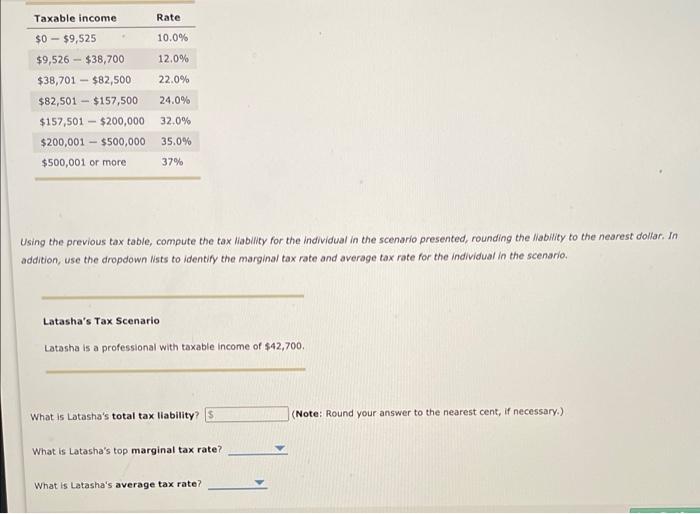 Solved Taxable income Rate $0 - $9,525 10.0% $9,526 - | Chegg.com