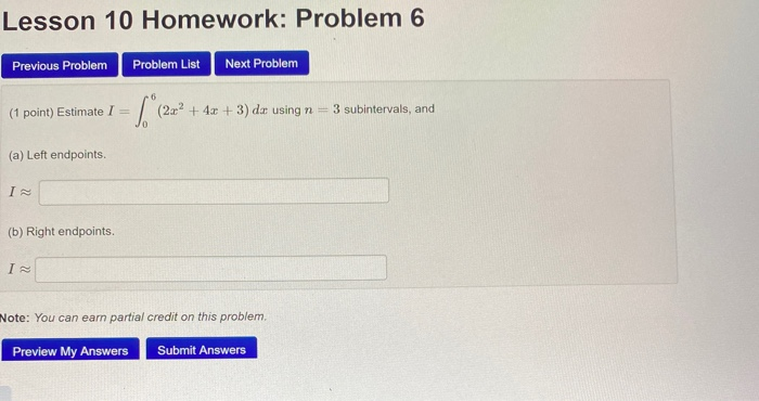 Solved Lesson 10 Homework: Problem 6 Previous Problem | Chegg.com