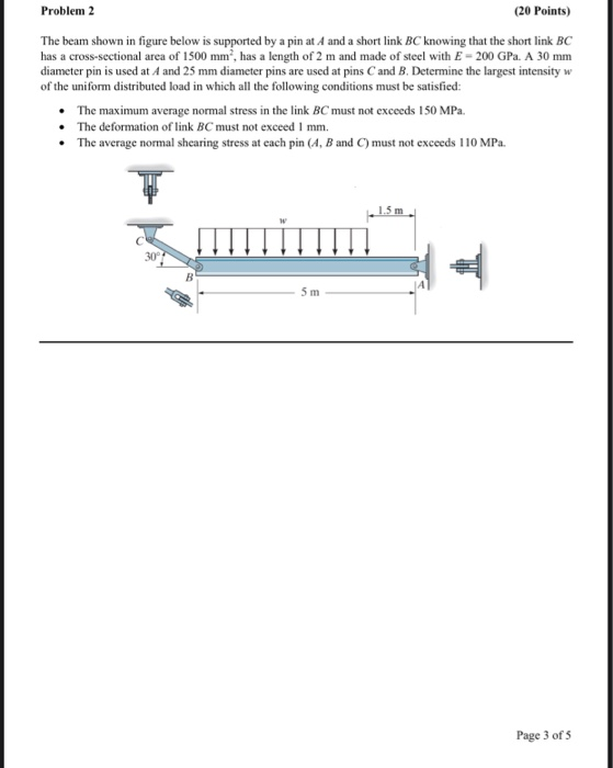Solved Problem 2 (20 Points) The beam shown in figure below | Chegg.com