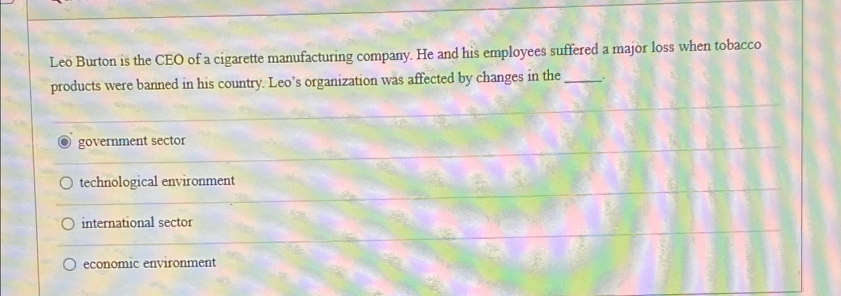 Solved Leo Burton is the CEO of a cigarette manufacturing Chegg