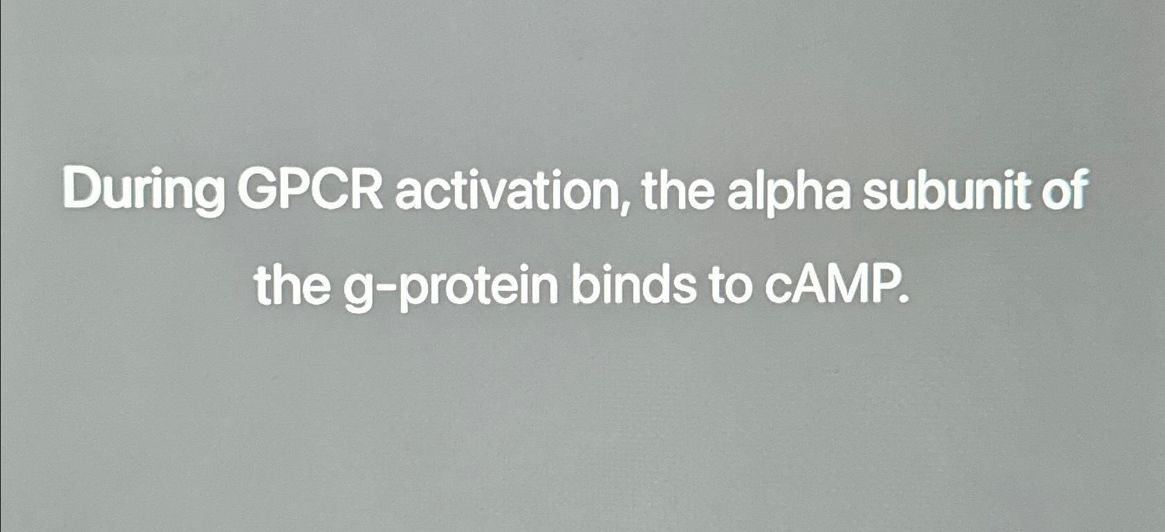 Solved During GPCR activation, the alpha subunit of the | Chegg.com