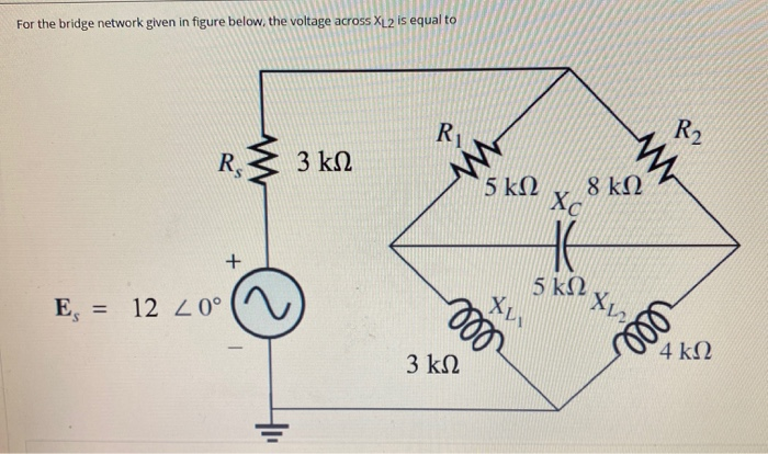 Solved For the bridge network given in figure below, the | Chegg.com