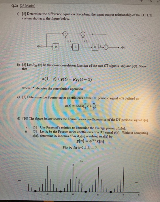 Solved Q 2 25 Marks A 5 Determine The Difference Eq Chegg Com