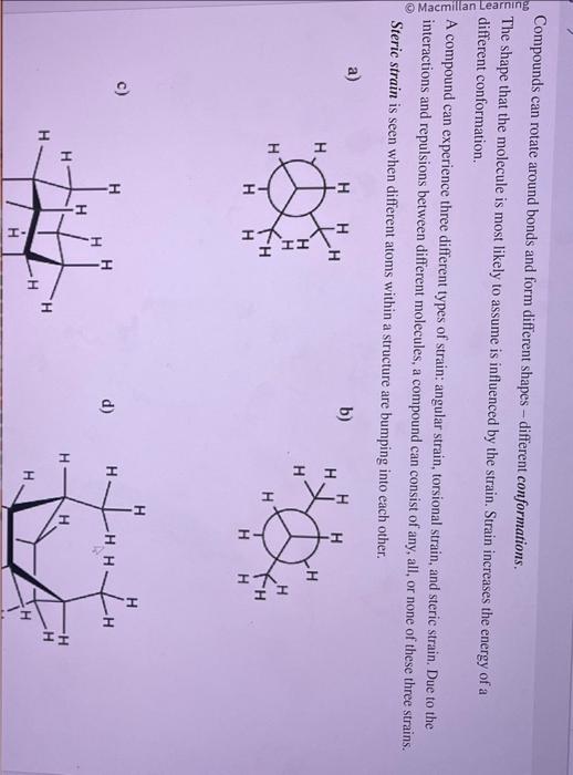 Solved Compounds can rotate around bonds and form different | Chegg.com