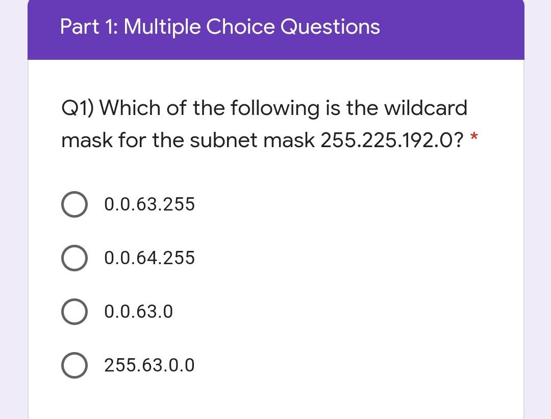 Solved Part 1: Choice Questions Q1) Which of the | Chegg.com
