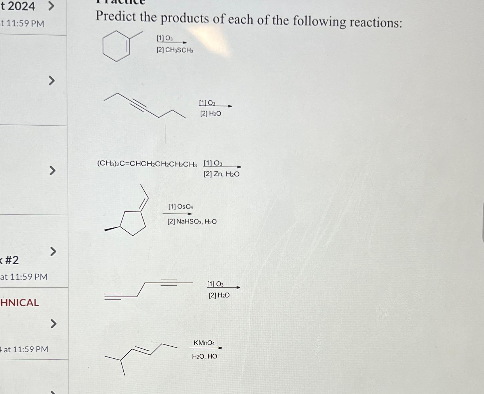 Solved Predict the products of each of the following | Chegg.com
