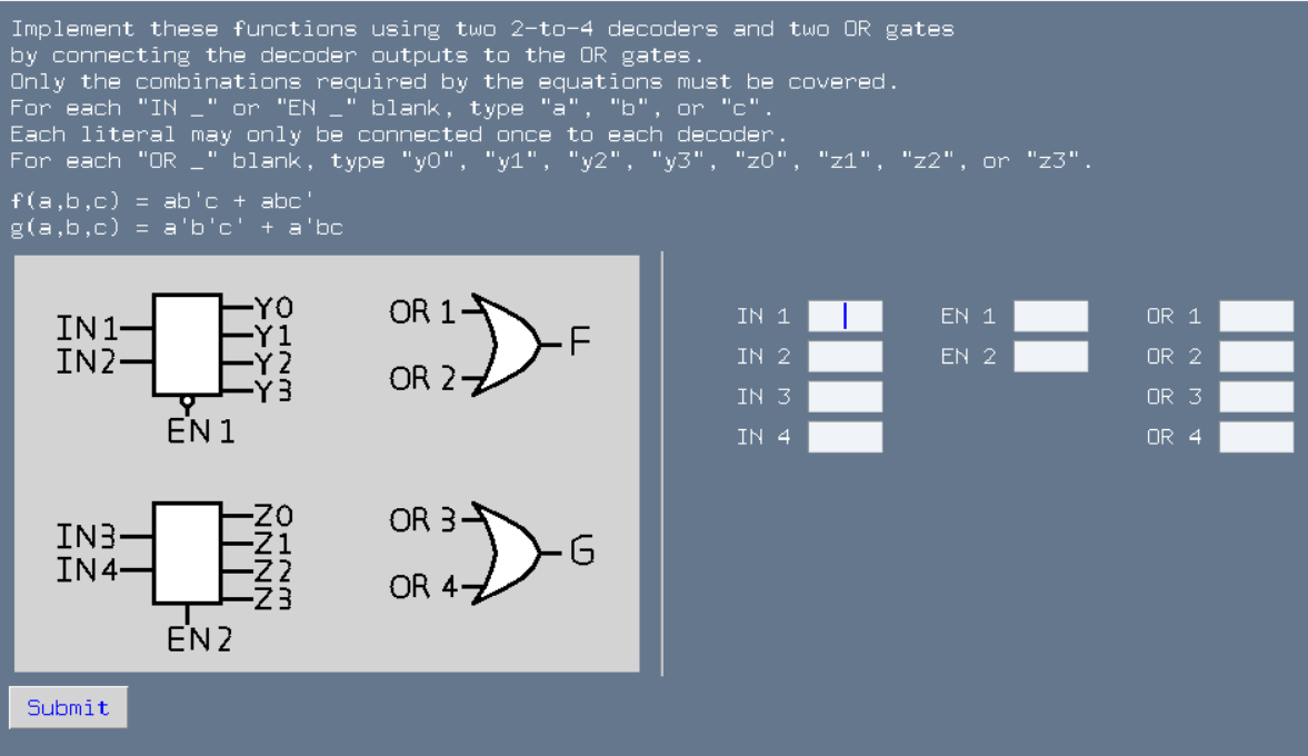 Solved Implement these functions using two 2-ta-4 ﻿decoders | Chegg.com