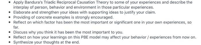 Solved • Apply Bandura's Triadic Reciprocal Causation Theory | Chegg.com