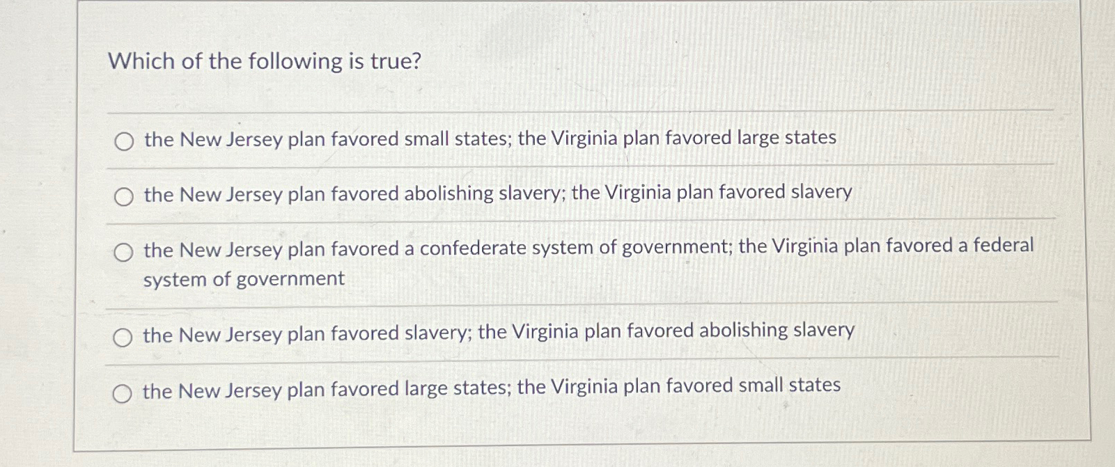 the new jersey plan favored what states