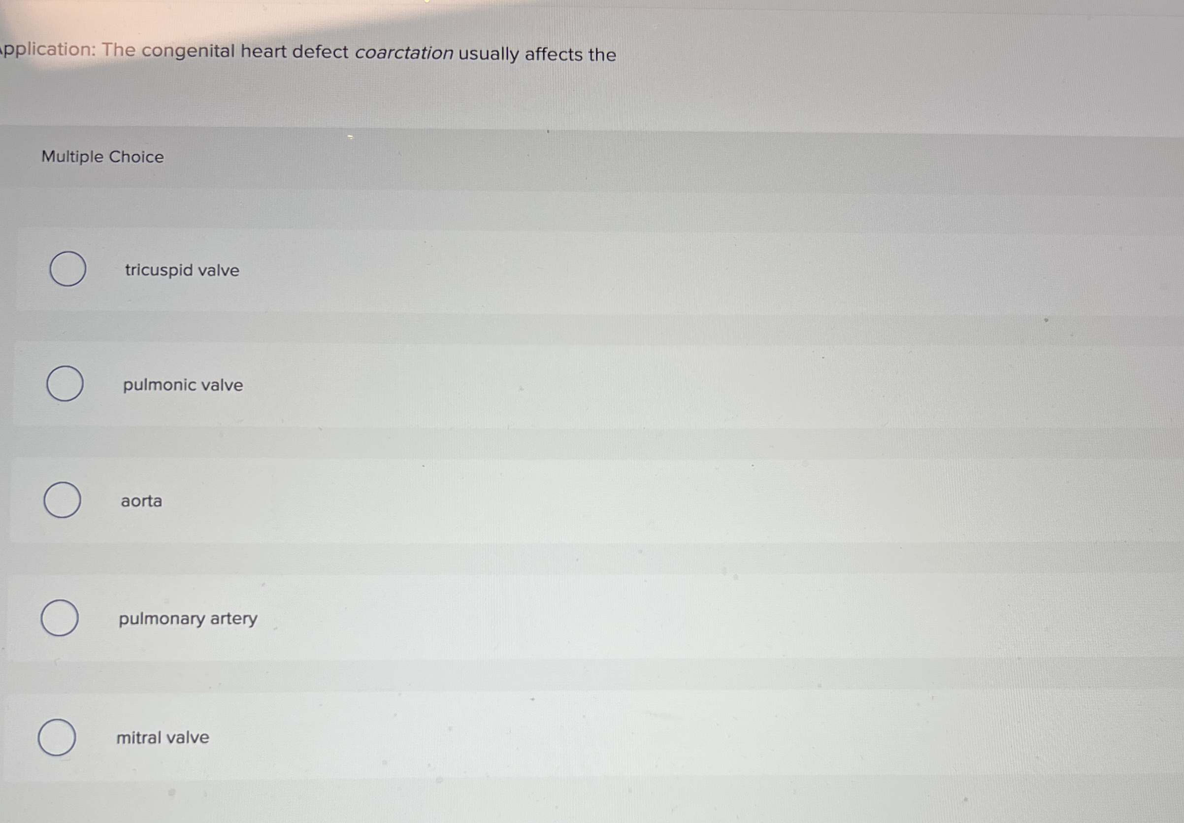 [Solved] pplication The congenital heart defect coarctatio