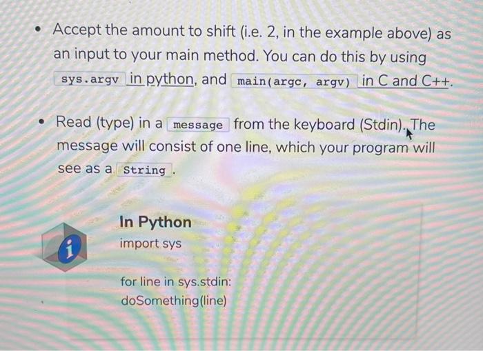 Solved Accept the amount to shift (i.e. 2, in the example | Chegg.com