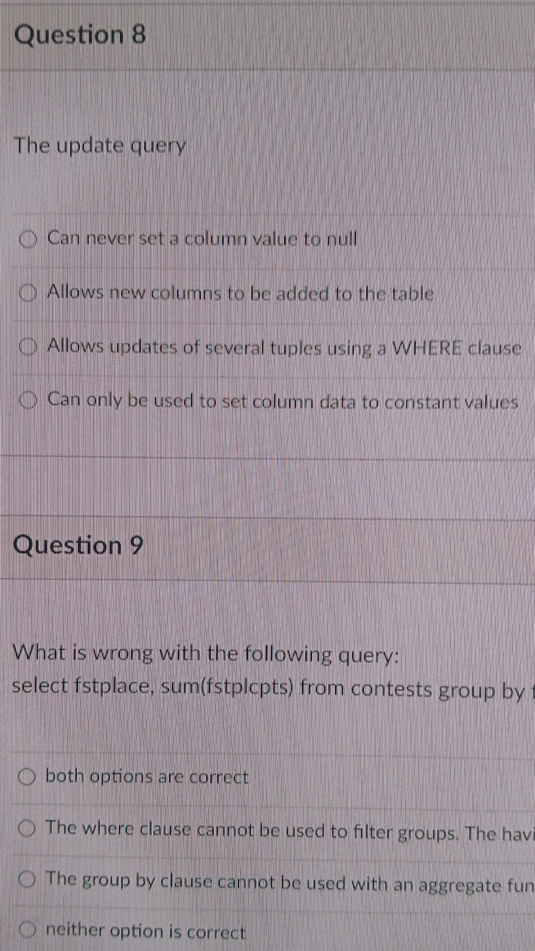 Solved The delete query Can remove a column from a table | Chegg.com