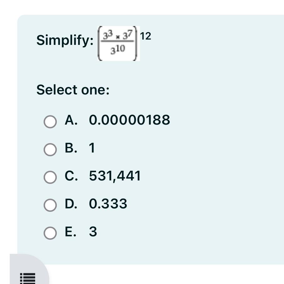 Solved Simplify: (33×37310)12Select | Chegg.com
