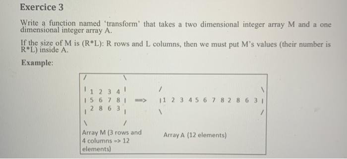 Solved Exercice 3 Write a function named 'transform that | Chegg.com
