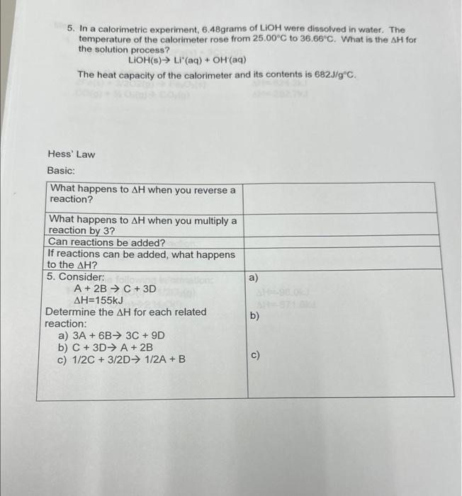 calorimeter temperature experiment