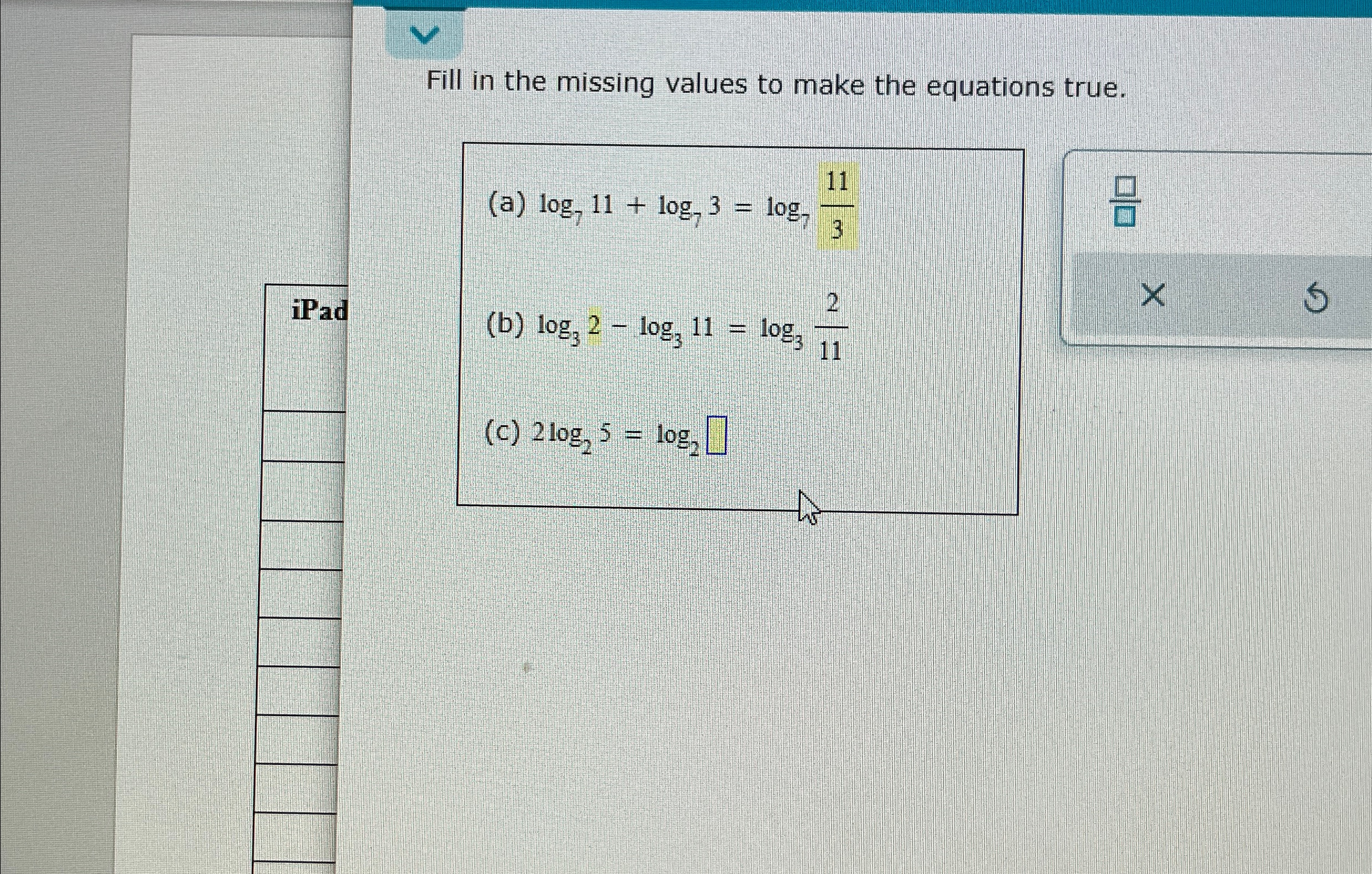 Solved Fill in the missing values to make the equations | Chegg.com