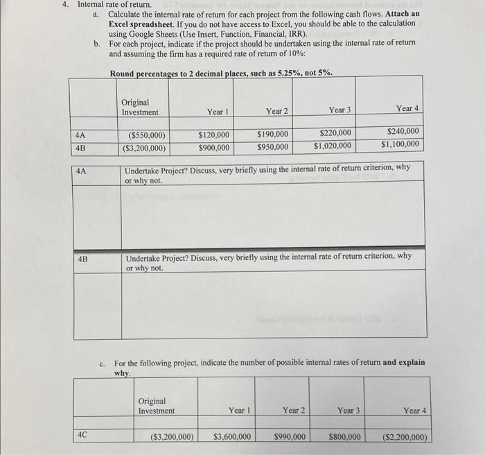 calculate internal rate of return example