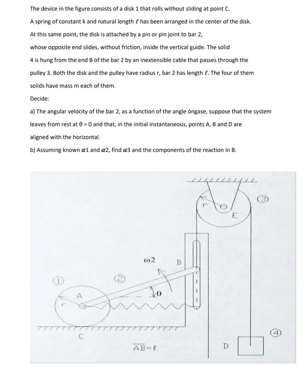 Solved The device in the figure consists of a disk 1 that | Chegg.com