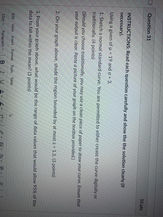 Solved D Question 31 10 pts INSTRUCTIONS: Read each question | Chegg.com